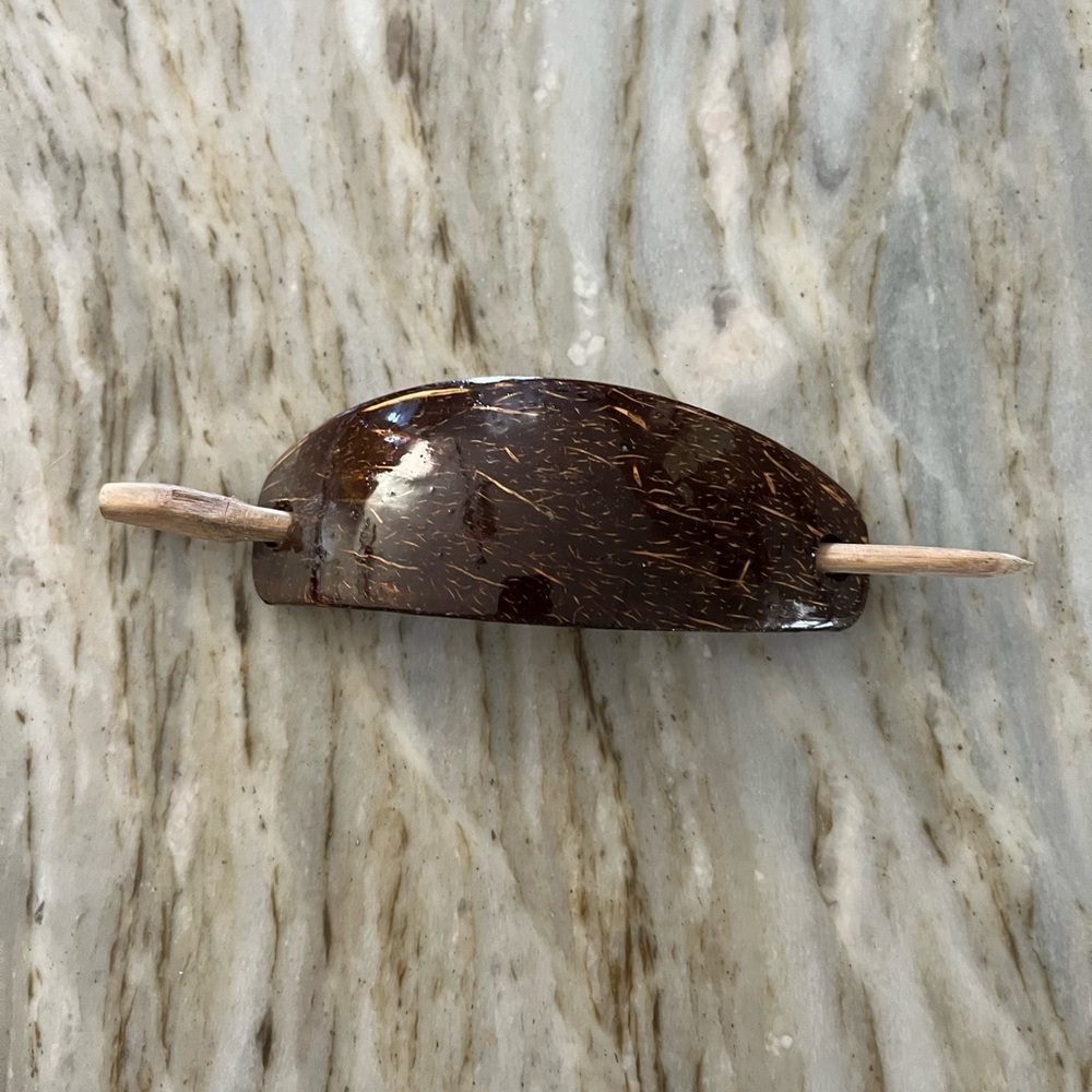 Brown Hair Barrette with Stick